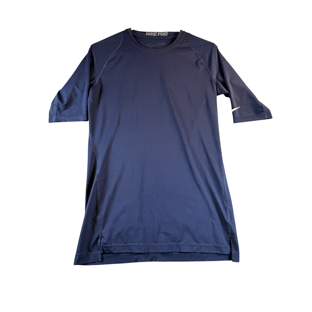 Nike Pro Dri-FIT Compression Shirt Mens Large Navy Blue Short Sleeve Gym Top